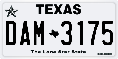 TX license plate DAM3175