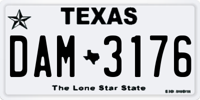 TX license plate DAM3176