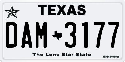 TX license plate DAM3177