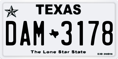 TX license plate DAM3178