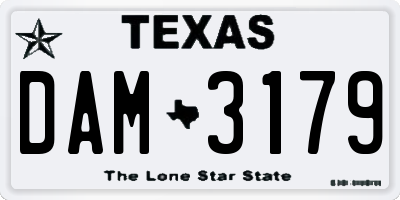 TX license plate DAM3179