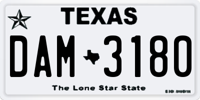TX license plate DAM3180