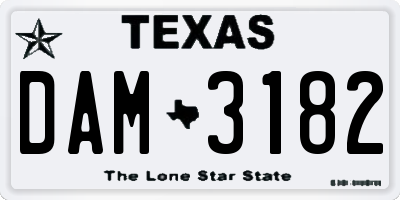 TX license plate DAM3182