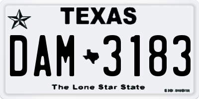 TX license plate DAM3183