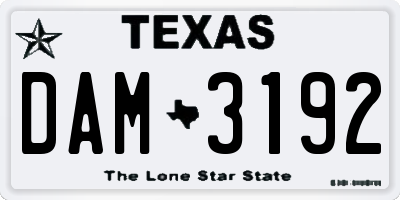 TX license plate DAM3192
