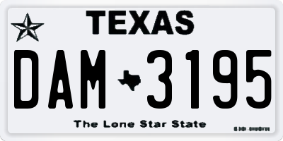 TX license plate DAM3195