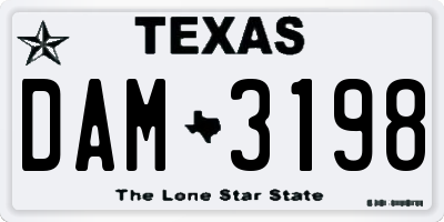 TX license plate DAM3198