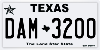 TX license plate DAM3200