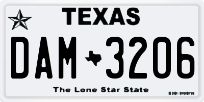 TX license plate DAM3206