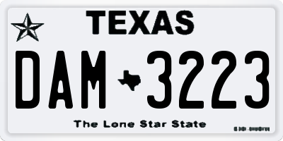 TX license plate DAM3223