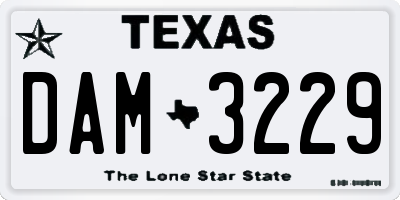 TX license plate DAM3229
