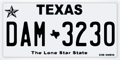 TX license plate DAM3230