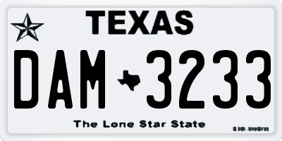 TX license plate DAM3233