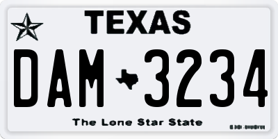 TX license plate DAM3234