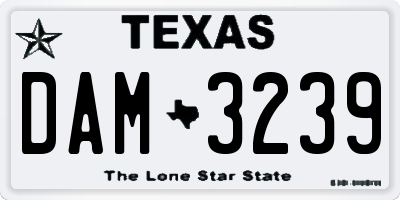 TX license plate DAM3239
