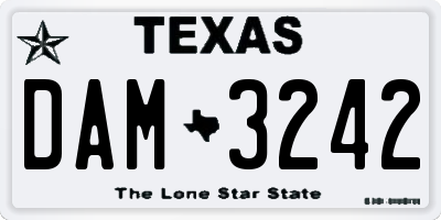TX license plate DAM3242