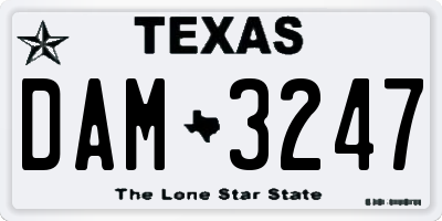 TX license plate DAM3247
