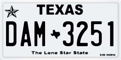 TX license plate DAM3251