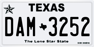 TX license plate DAM3252