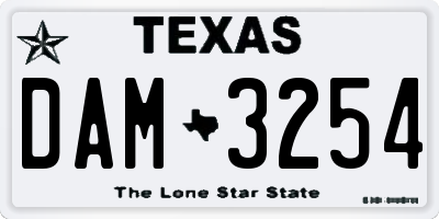 TX license plate DAM3254