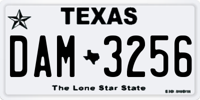 TX license plate DAM3256