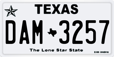TX license plate DAM3257