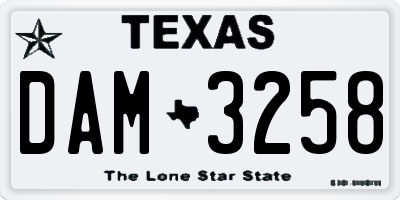 TX license plate DAM3258