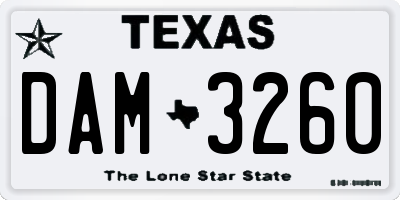 TX license plate DAM3260