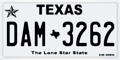 TX license plate DAM3262