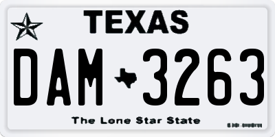 TX license plate DAM3263