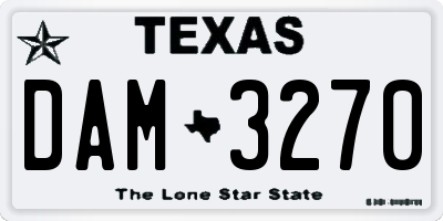 TX license plate DAM3270