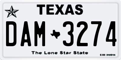 TX license plate DAM3274