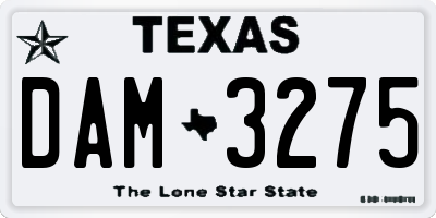 TX license plate DAM3275
