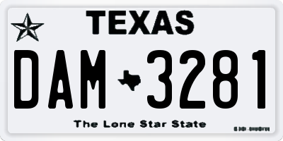 TX license plate DAM3281