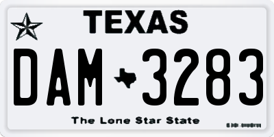 TX license plate DAM3283