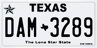 TX license plate DAM3289