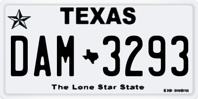 TX license plate DAM3293