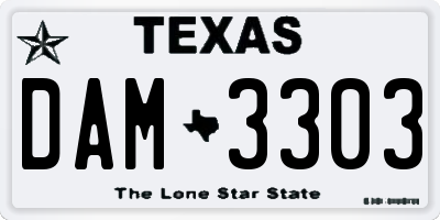 TX license plate DAM3303