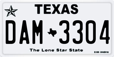 TX license plate DAM3304