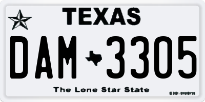 TX license plate DAM3305