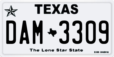 TX license plate DAM3309