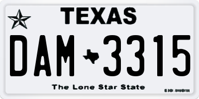 TX license plate DAM3315