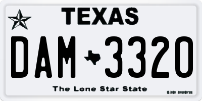 TX license plate DAM3320