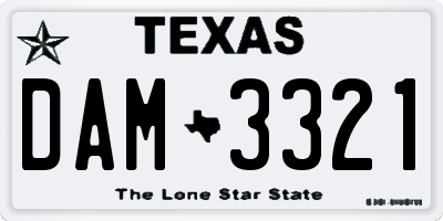 TX license plate DAM3321