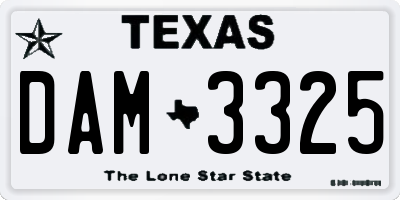 TX license plate DAM3325
