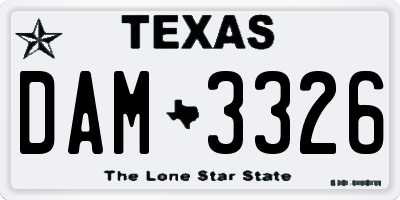 TX license plate DAM3326