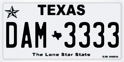 TX license plate DAM3333