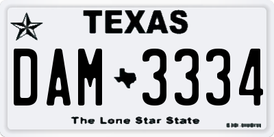 TX license plate DAM3334