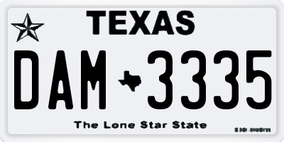 TX license plate DAM3335