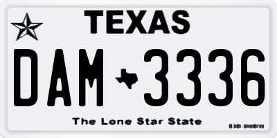 TX license plate DAM3336